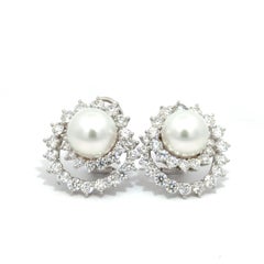 Assael by Angela Cummings Boucles d'oreilles perles des mers du Sud et diamants Plat/18K or blanc