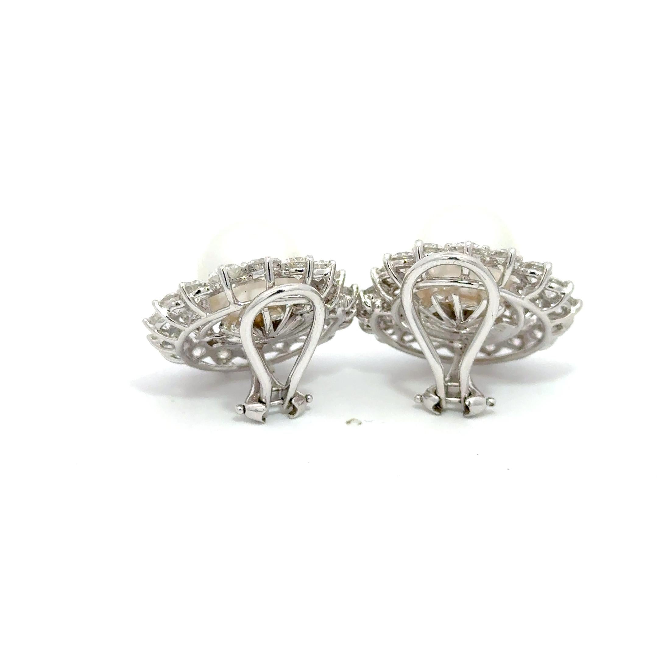 Assael by Angela Cummings South Sea Pearl & Diamond Earrings Plat/18K White Gold In condizioni ottime in vendita a Dallas, TX