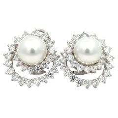 Assael by Angela Cummings South Sea Pearl & Diamond Earrings Plat/18K White Gold