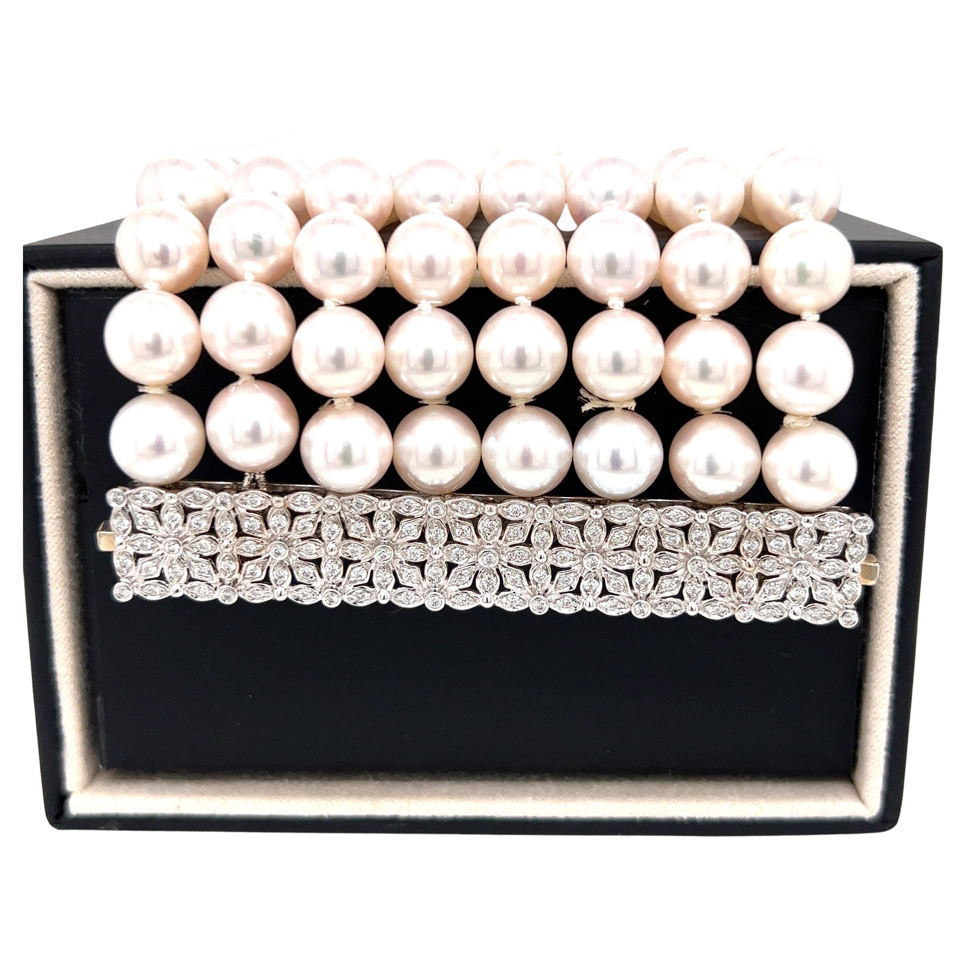 Assael Cultured Pearl and Diamond Bracelet