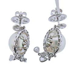 Assael Diamond South Sea Pearl Gold Drop Earrings