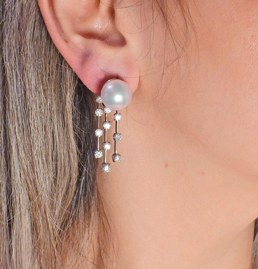 Women's Assael Diamond South Sea Pearl Gold Drop Earrings
