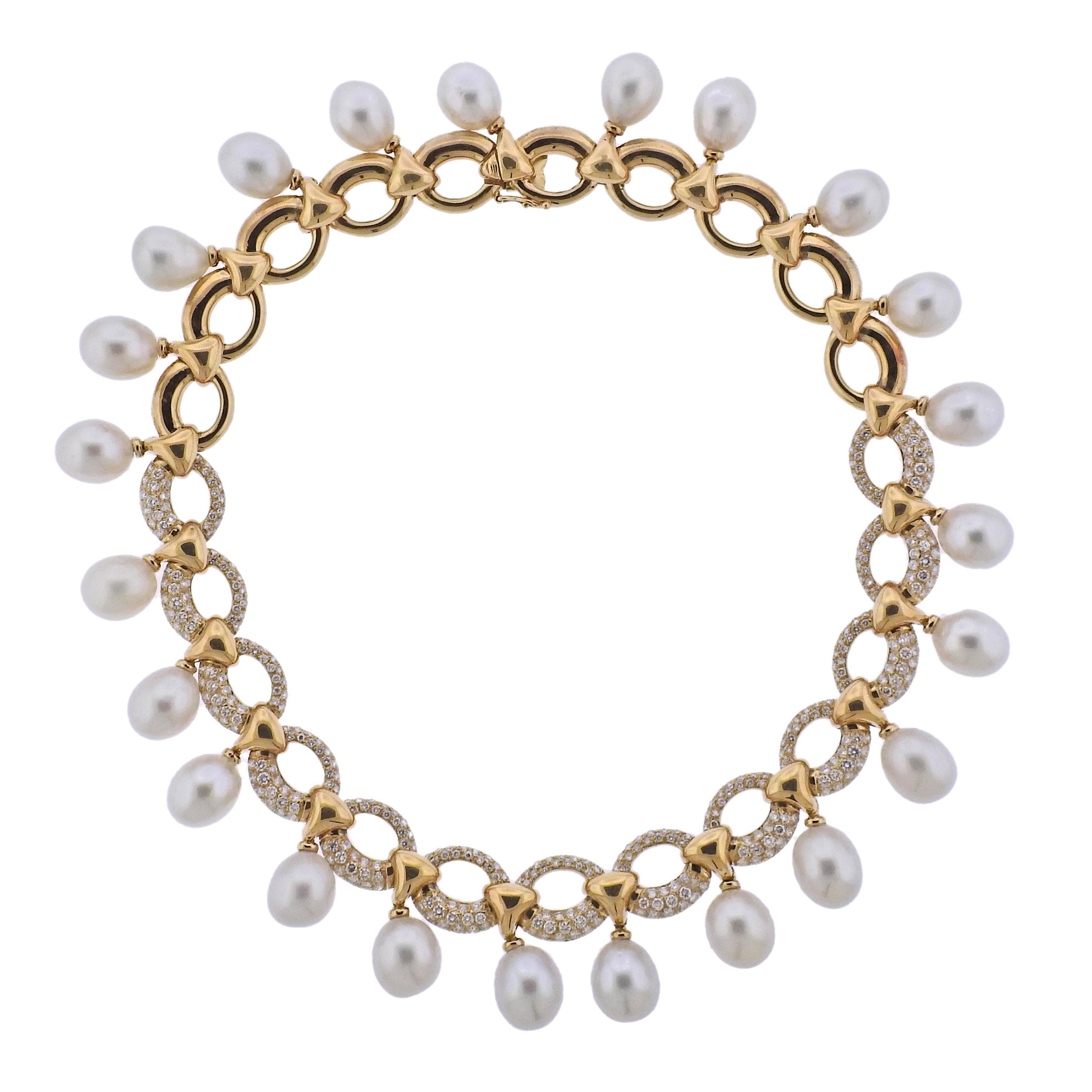 Assael Diamond South Sea Pearl Gold Necklace For Sale