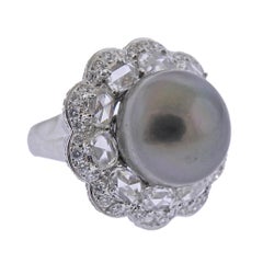 Assael Gold Diamond Tahitian South Sea Pearl Cocktail Ring