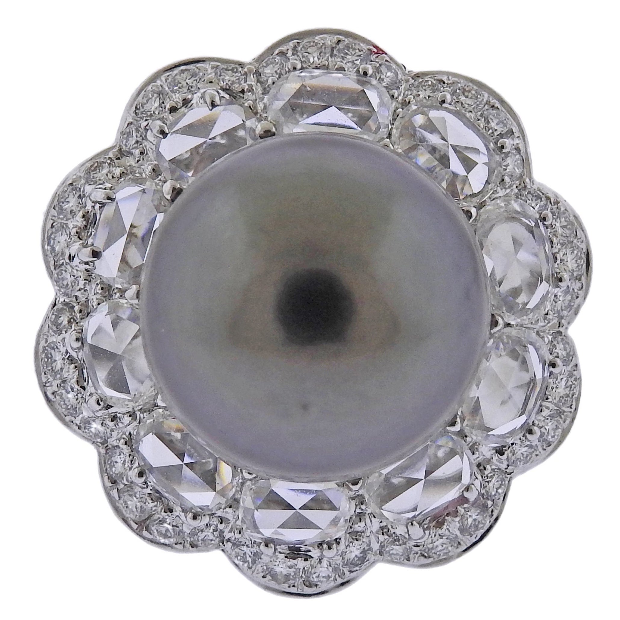 Anillo de Cóctel de Oro Assael con Diamantes y Perlas del Mar del Sur de Tahití