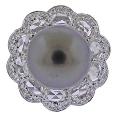 Assael Gold Diamond Tahitian South Sea Pearl Cocktail Ring