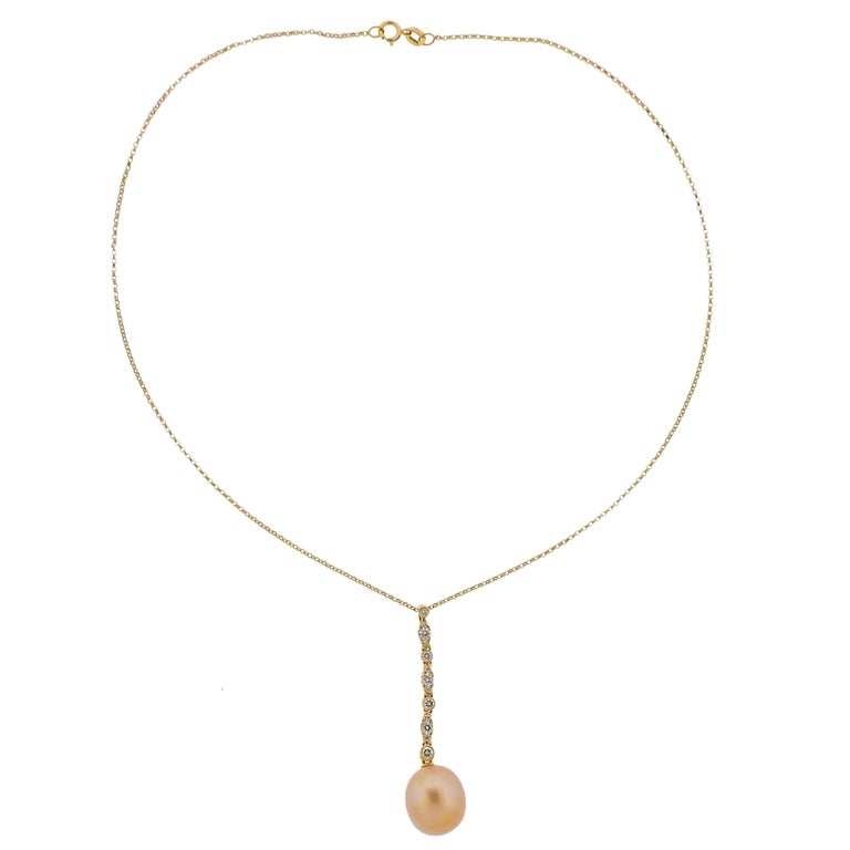 Assael Golden South Sea Pearl Diamond Gold Pendant Necklace For Sale at ...