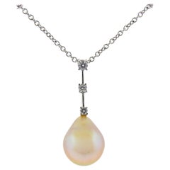 Assael Golden South Sea Pearl Diamond Gold Pendant Necklace