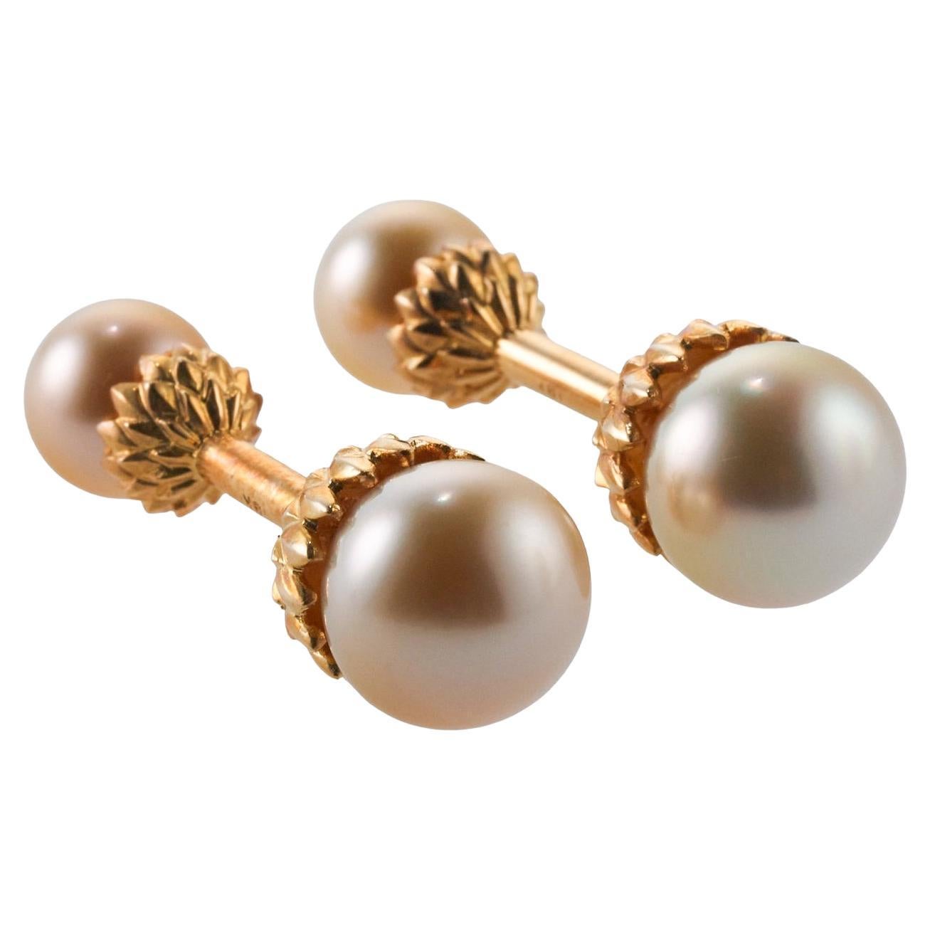 Assael Golden South Sea Pearl Yellow Gold Cufflinks For Sale