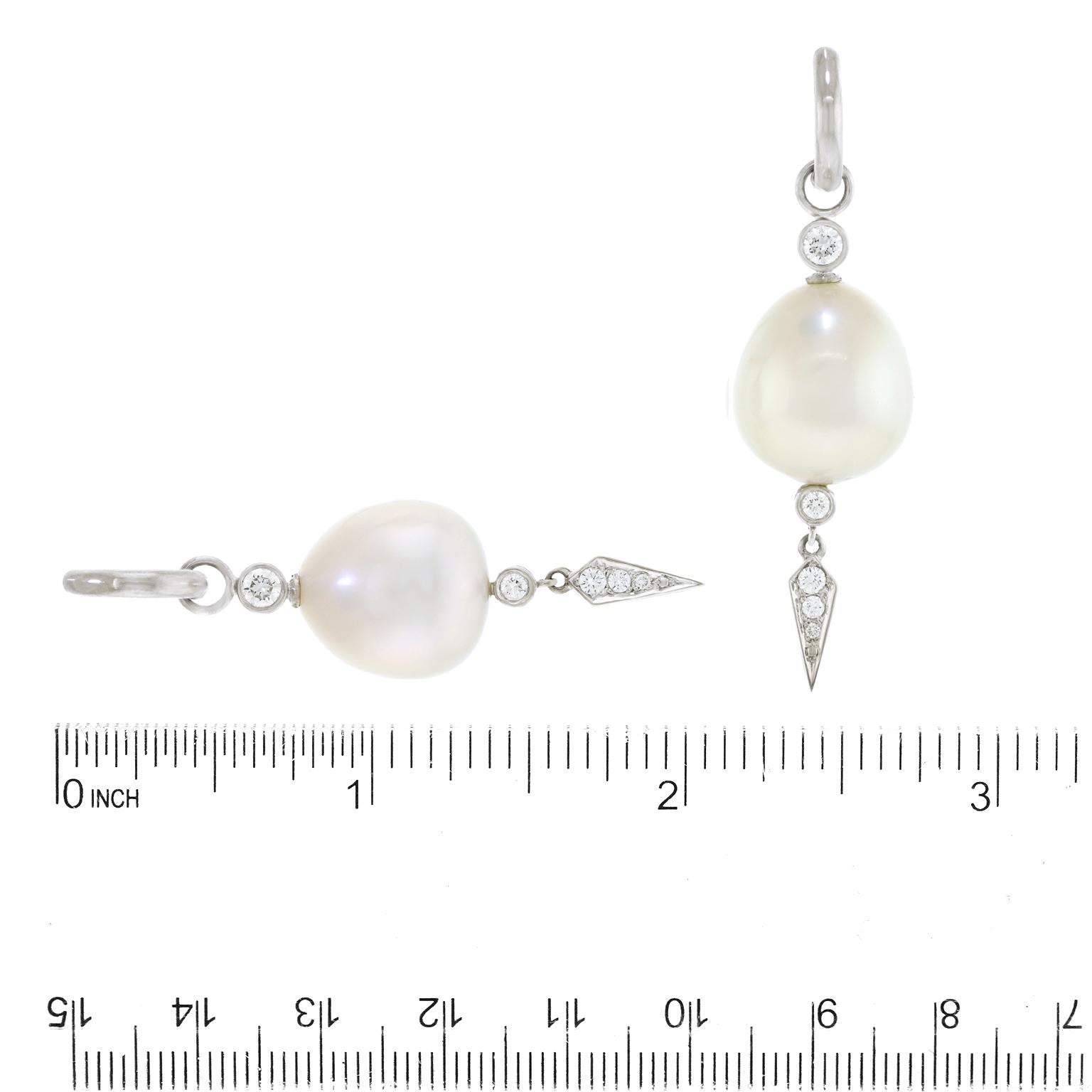 Assael Pearl and Diamond Drop Earrings 1