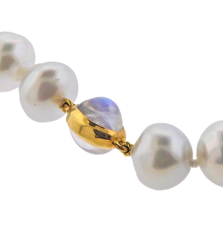 Assael Pearl Moonstone Gold Necklace at 1stDibs