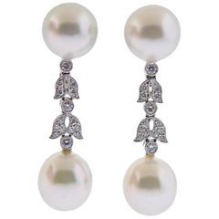 Assael South Sea Pearl Diamond Gold Drop Earrings