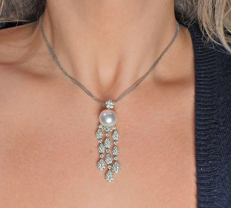Assael South Sea Pearl Diamond Gold Pendant Necklace For Sale at 1stDibs