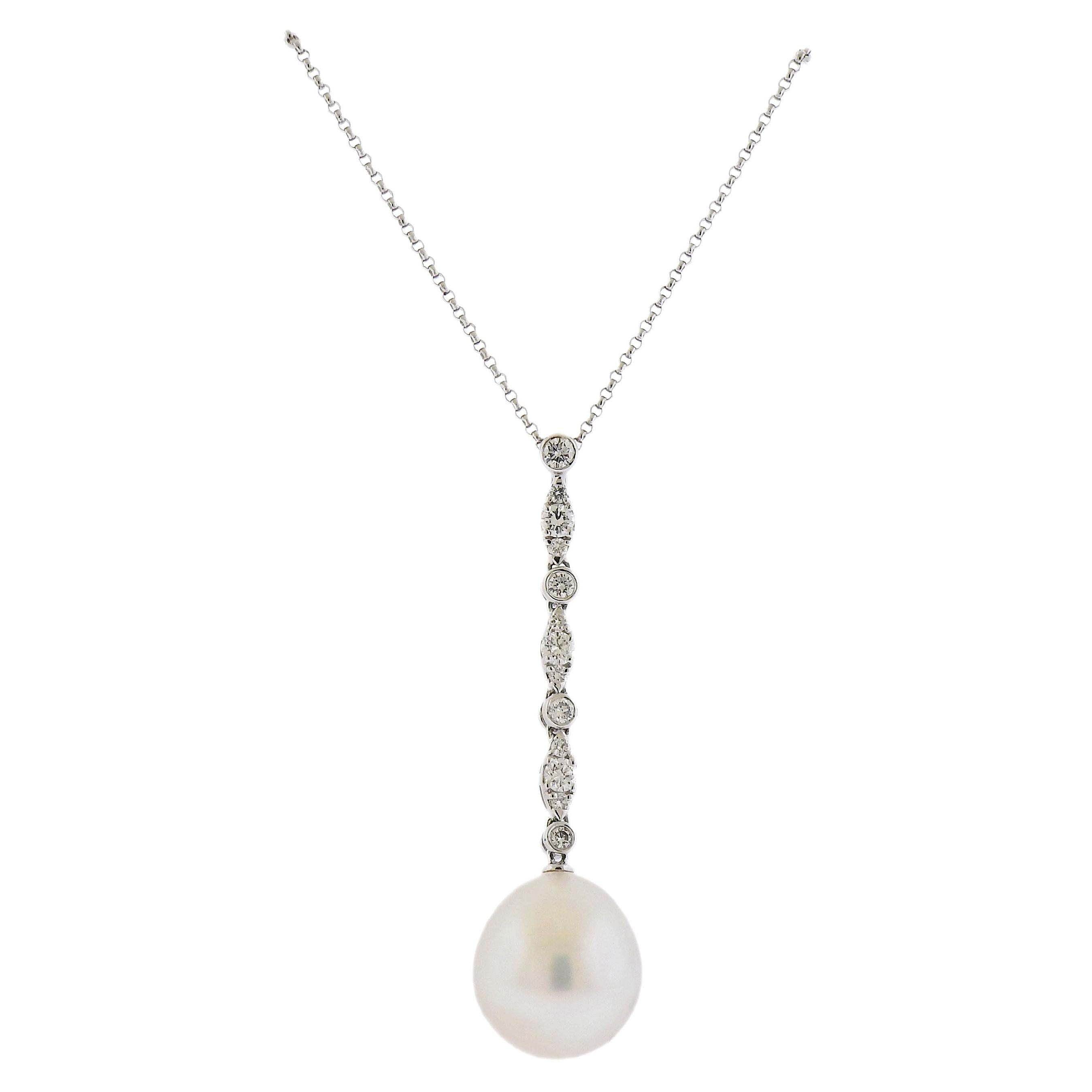 Assael South Sea Pearl Diamond Gold Pendant Necklace For Sale