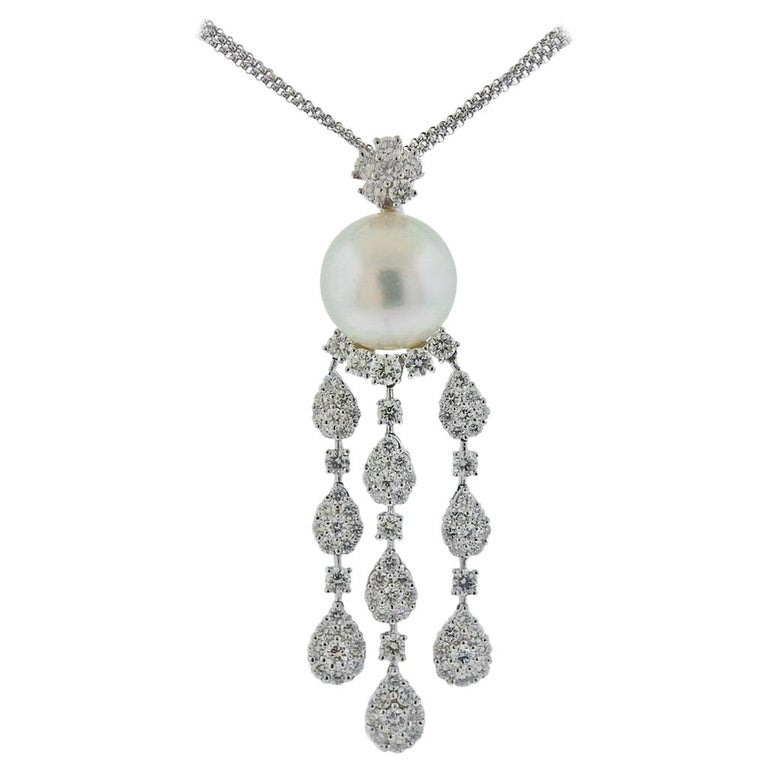 Assael South Sea Pearl Diamond Gold Pendant Necklace For Sale at 1stDibs