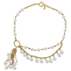 Assael South Sea Pearl Gold Tassel Drop Necklace