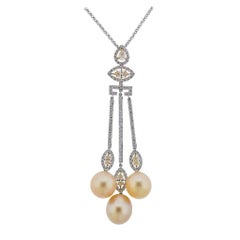 Assael South Sea Pearl Yellow Diamond Gold Pendant Necklace