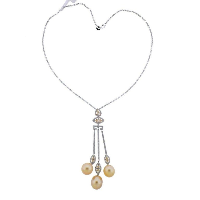 Assael South Sea Pearl Yellow Diamond Gold Pendant Necklace For Sale at ...