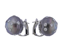 Assael South Sea Tahitian Pearl Diamond Platinum Earrings
