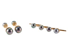 Assael South Sea Tahitian Pearl Yellow Gold Cufflinks Stud Set