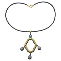 Assael Tahitian Pearl Gold Ruby Pendant Necklace
