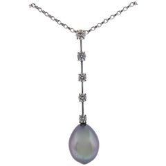 Assael Tahitian South Sea Pearl Diamond Gold Pendant Necklace