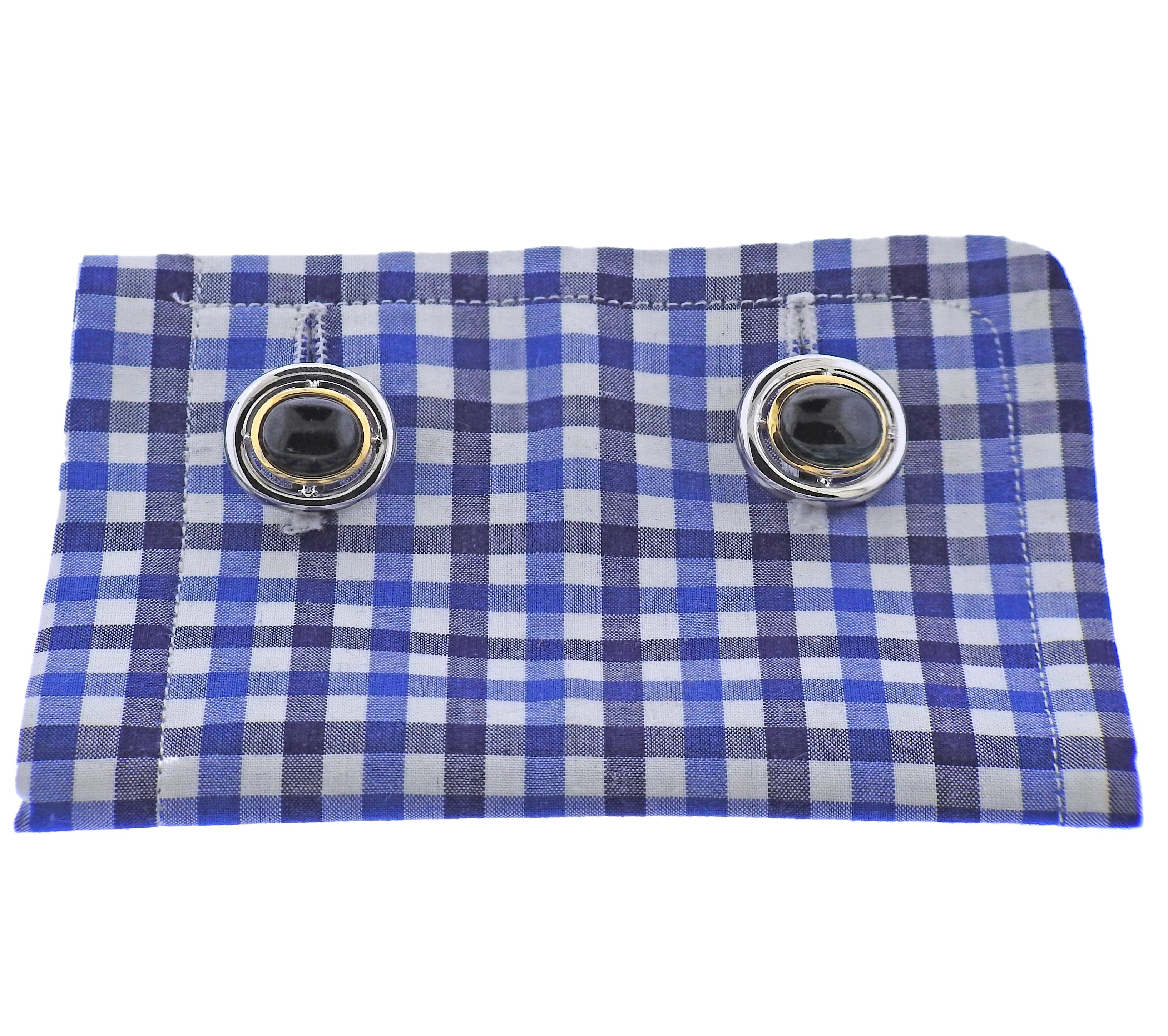 Assael Tourmaline Gold Cufflinks In New Condition For Sale In Lambertville, NJ