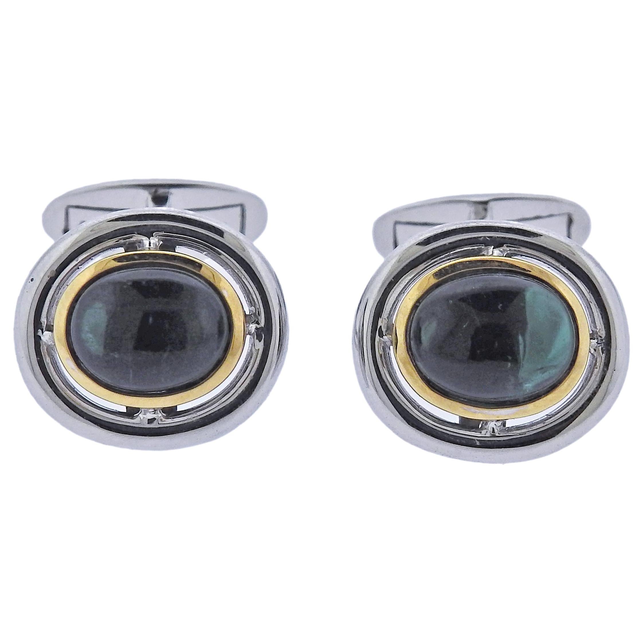 Assael Tourmaline Gold Cufflinks For Sale