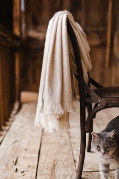 Handwoven ASSAM FIELD Throw by Himalayan Hermitage, 42x78 Inches, Cream