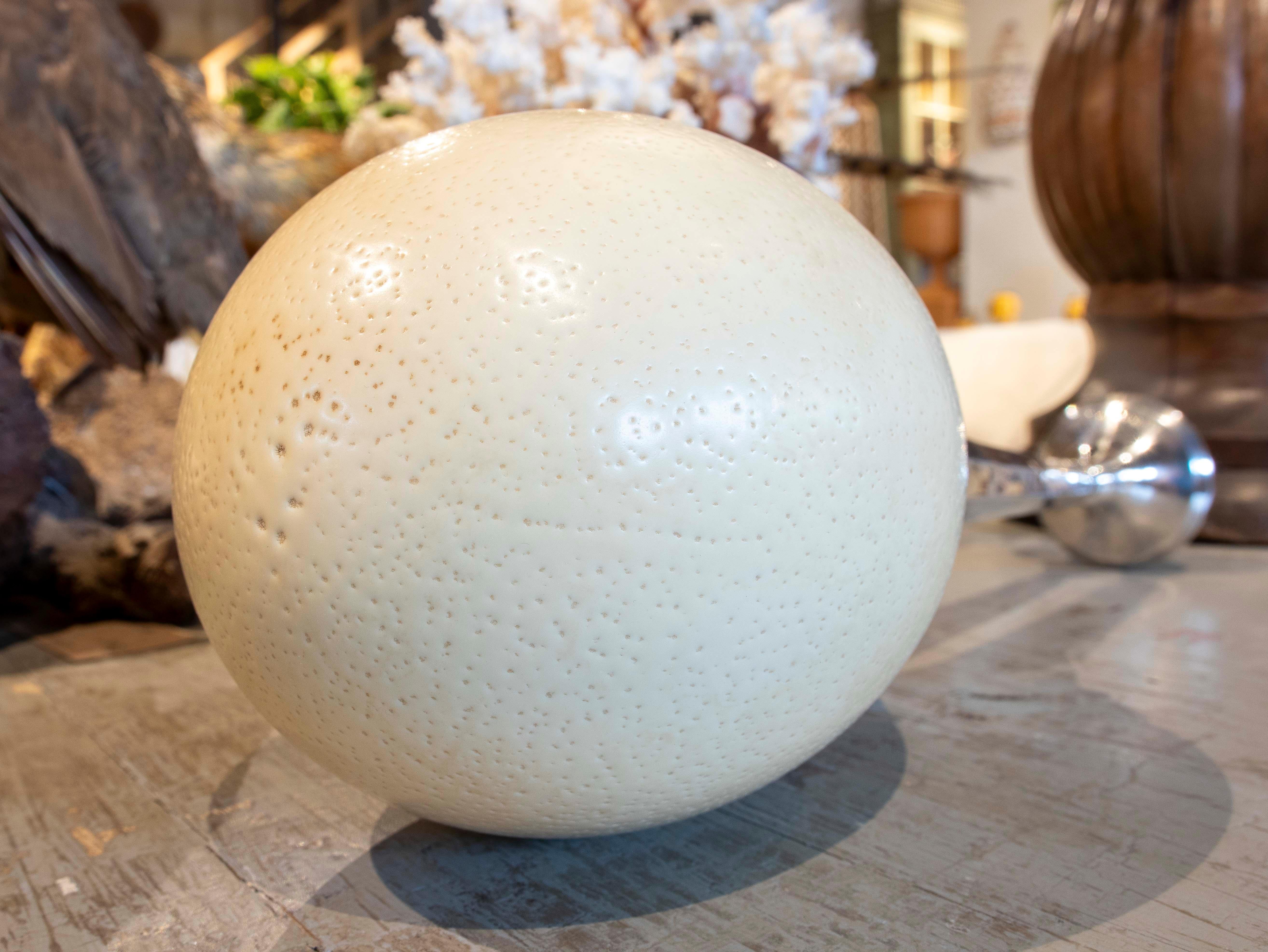 Scultura assemblata di uovo di struzzo antico con base in argento in vendita 5