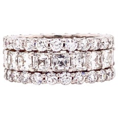 asscher cut diamond 2 row full eternity band Asscher and Round Brilliant Cut Diamond Three-Row Eternity Band 18K White Gold