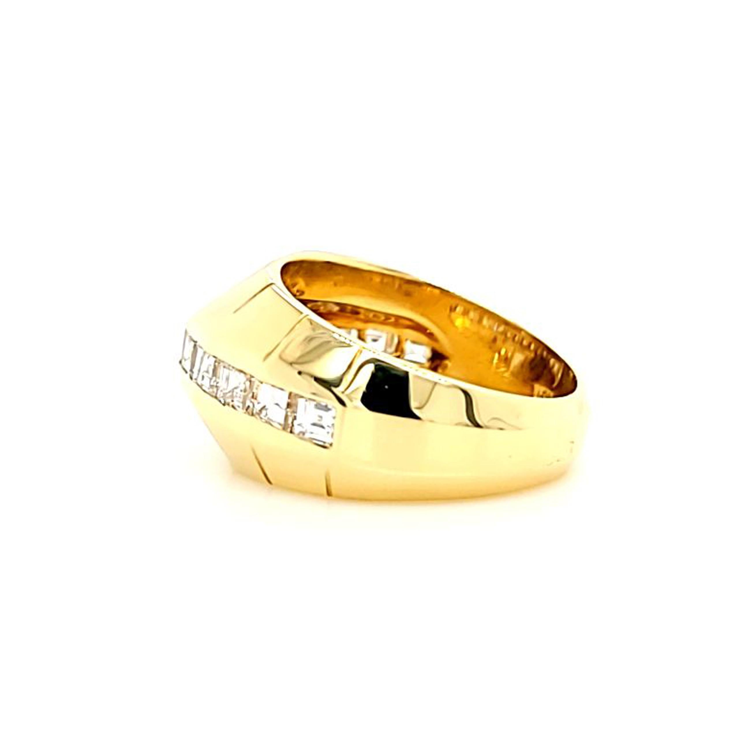 Asscher Cut Asscher and Trilliant Cut Diamond Dome Ring For Sale