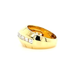 18K Yellow Gold Men's Asscher & Trilliant Cut Diamond Ring 2.00 Carats VS G