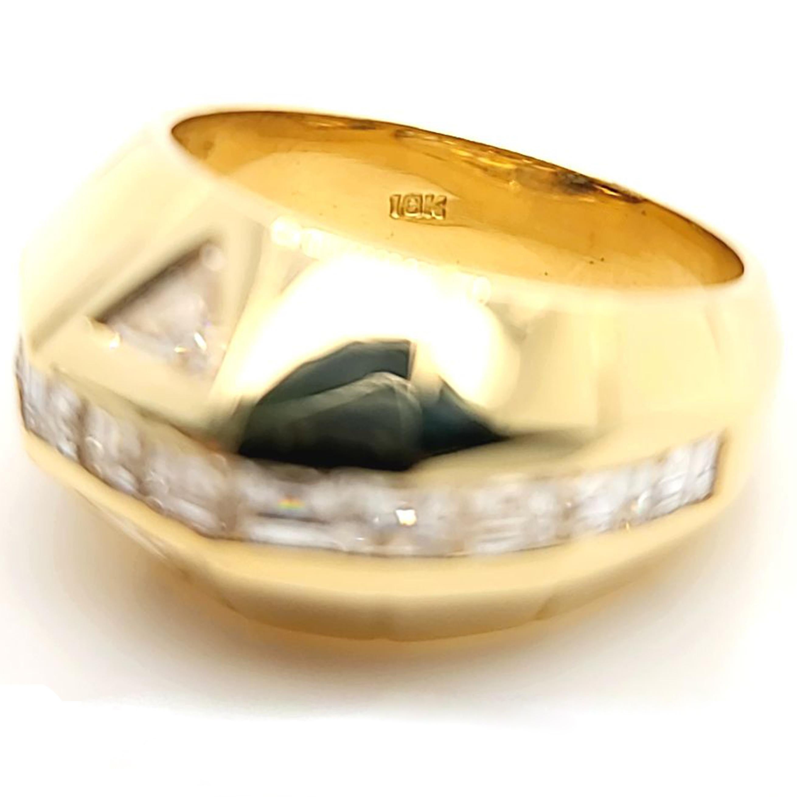 Men's Asscher and Trilliant Cut Diamond Dome Ring For Sale