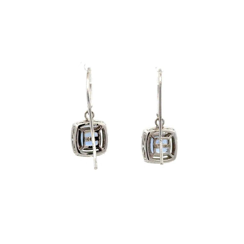 Orecchini a goccia in oro con zaffiro Asscher Ceppylon e diamante RBC In condizioni ottime in vendita a Montreal, QC