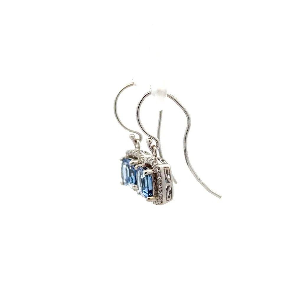Donna Orecchini a goccia in oro con zaffiro Asscher Ceppylon e diamante RBC in vendita