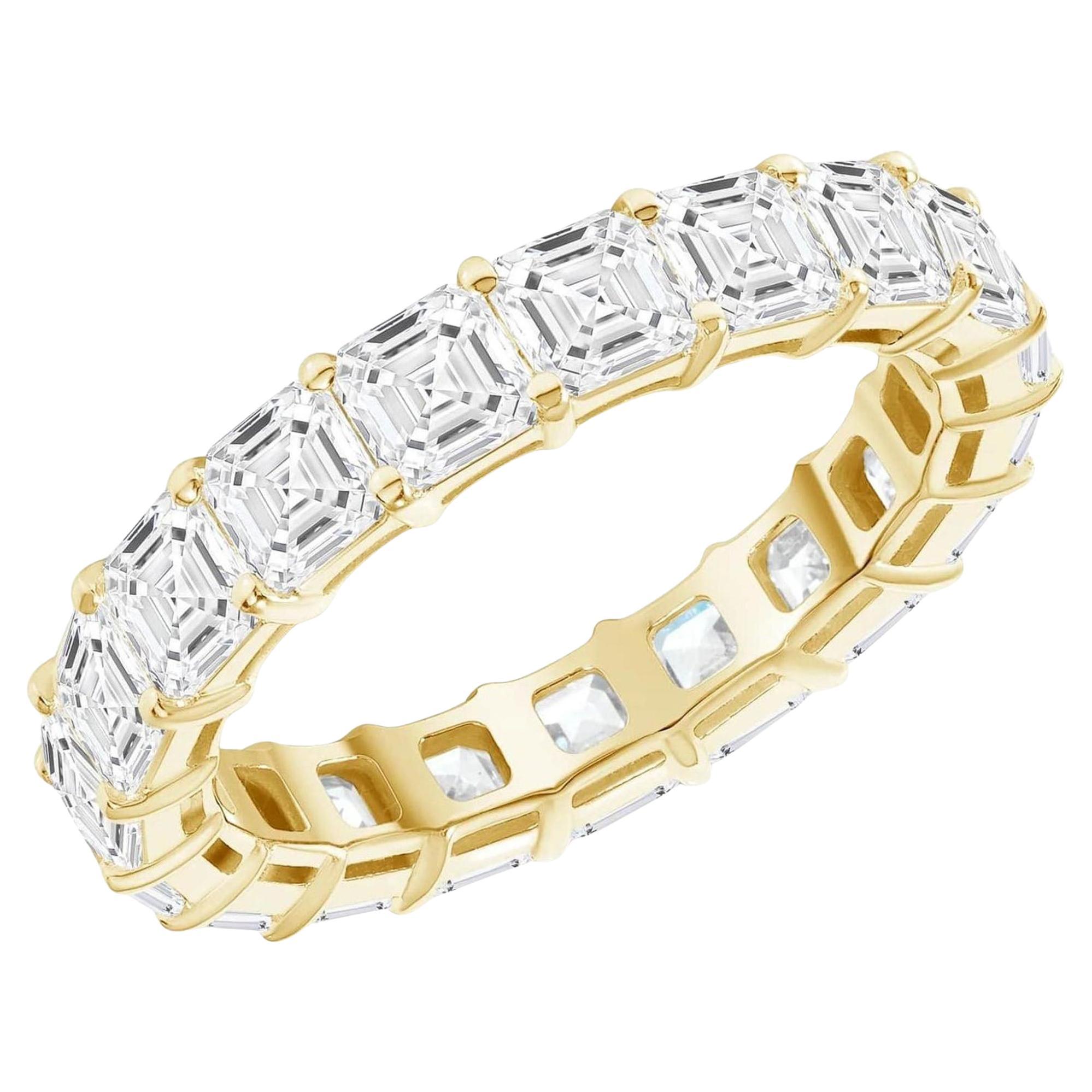 Asscher, bague d'éternité en or 14 carats
