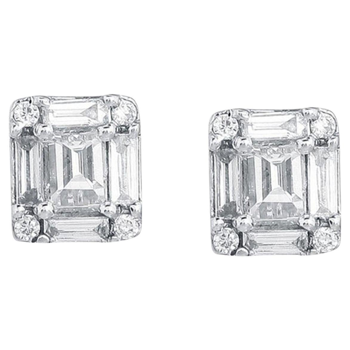 0.62ct Diamond 14K White Gold Stud Earrings