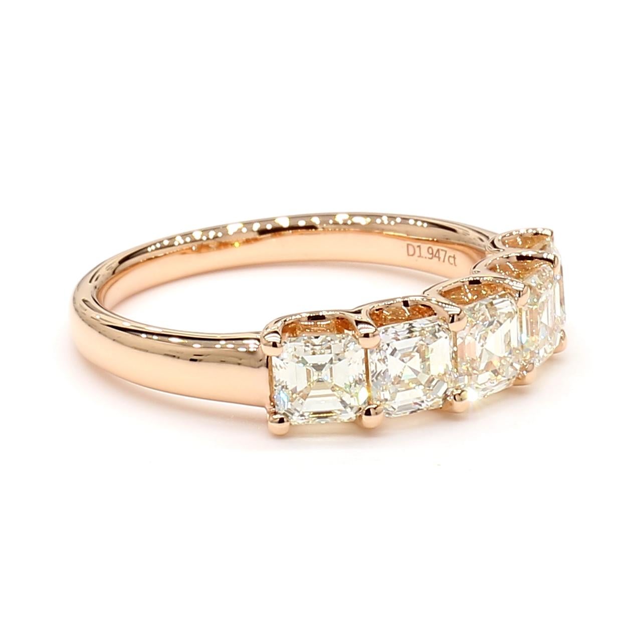 This Eternity halfway Asscher Cut Diamond Ring is a testament to fine craftsmanship and timeless design. Perfect for those who appreciate the beauty of natural diamonds, this ring offers a balance of luxury and tasteful simplicity.

Diamond
