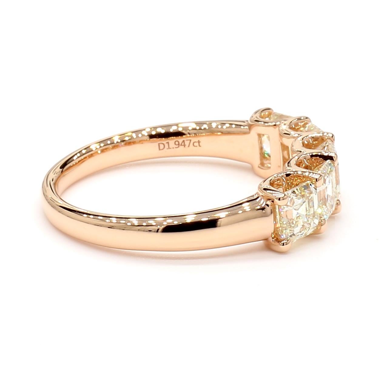 Asscher Cut 1.95 Carats Halfway Eternity Band 18K Rose Gold *Natural Diamonds* In New Condition In New York, NY