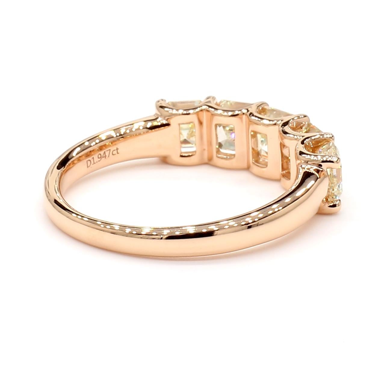 Women's Asscher Cut 1.95 Carats Halfway Eternity Band 18K Rose Gold *Natural Diamonds*
