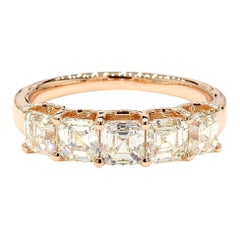 Asscher Cut 1.95 Carats Halfway Eternity Band 18K Rose Gold *Natural Diamonds*