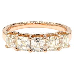 Asscher Cut 1.95 Carats Halfway Eternity Band 18K Rose Gold *Natural Diamonds* (Diamantes naturales)