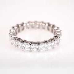 3.10 Carat Asscher Cut Diamond Wedding Eternity Band In Platinum