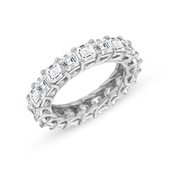 Asscher Cut 4.0 tcw Diamond 18K Gold Eternity Ring, Eternity Wedding Band