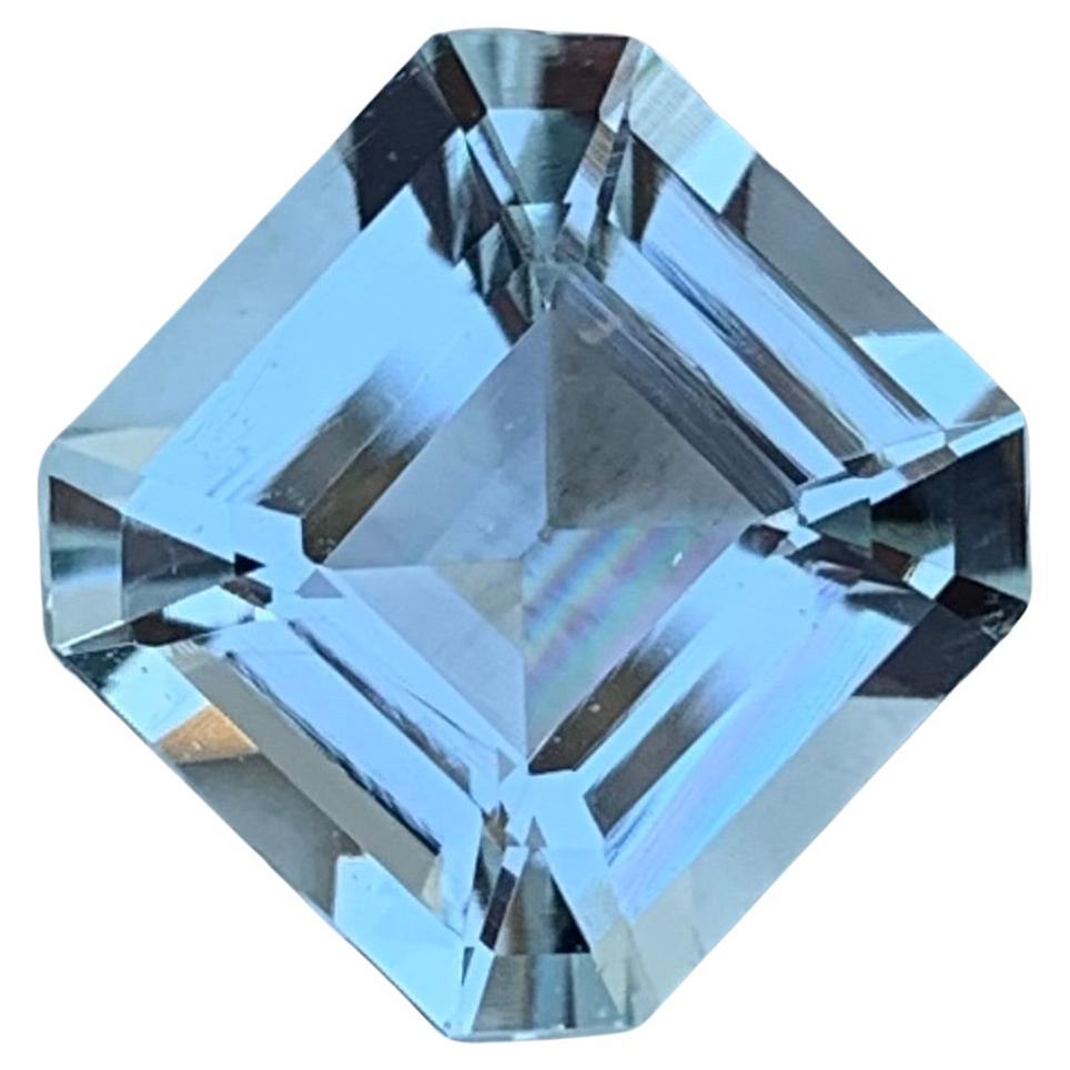 Asscher Cut 4.30 Carat Natural Loose Aquamarine Square Shape Gems For Ring  For Sale