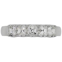 Asscher Cut 5 Diamond Ladies Wedding Band