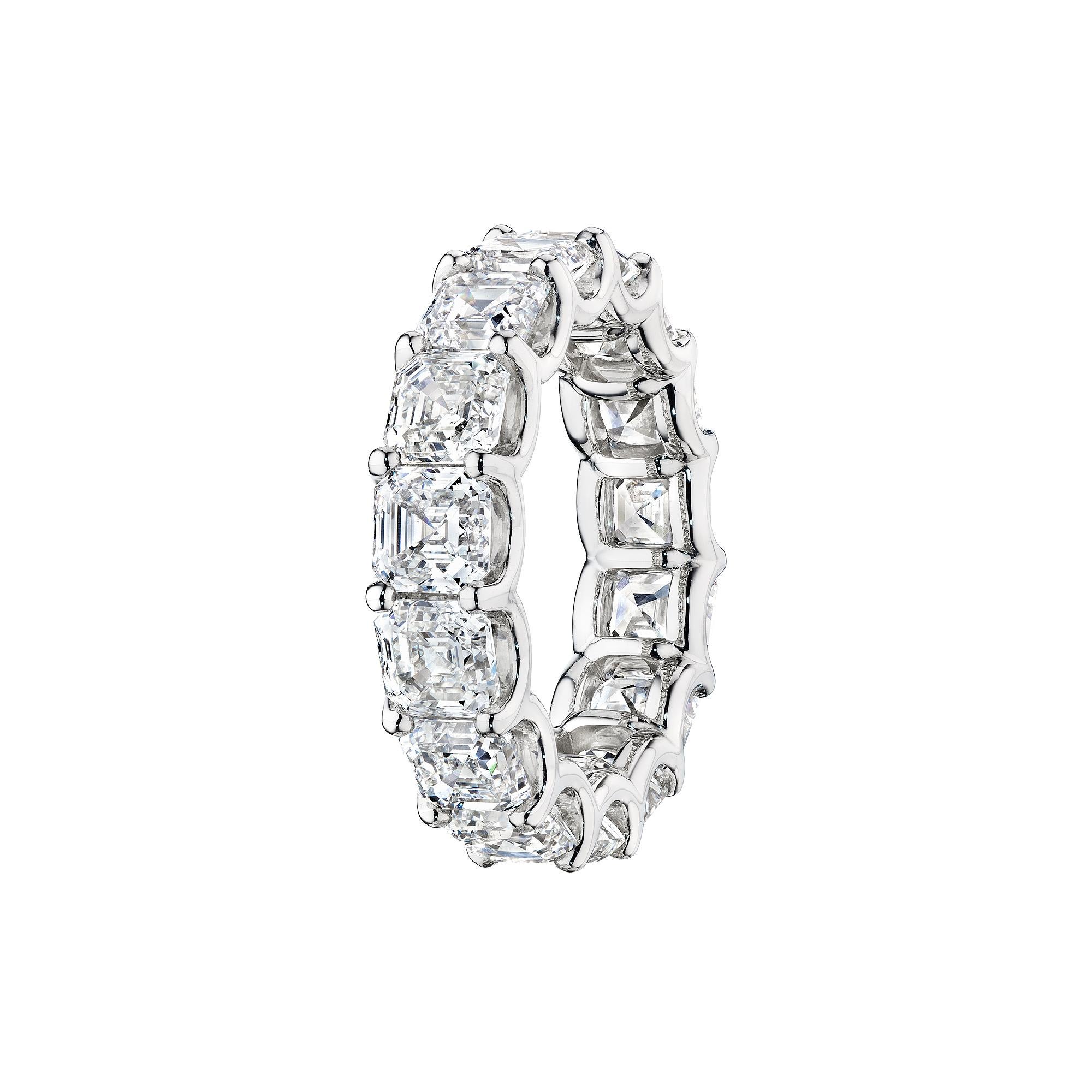 Asscher Cut 7.99 Carat Diamond Platinum Eternity Band In New Condition For Sale In Greenwich, CT