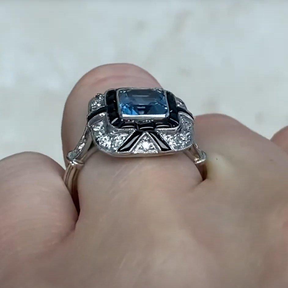 Taglio Asscher Anello di fidanzamento a doppio anello con taglio Asscher (circa 1,00 carati) in platino in vendita