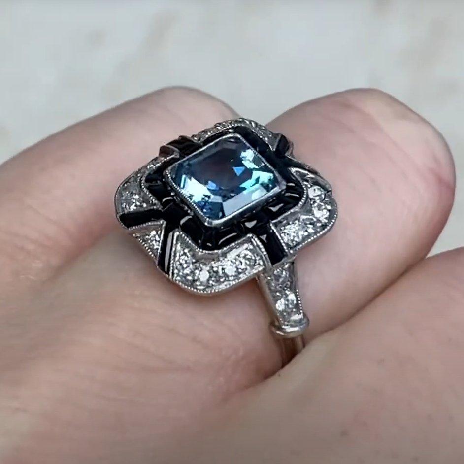 Donna Anello di fidanzamento a doppio anello con taglio Asscher (circa 1,00 carati) in platino in vendita